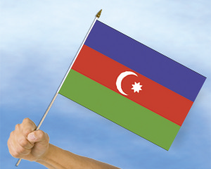 Bild von Stockflaggen Aserbaidschan  (45 x 30 cm)-Fahne Stockflaggen Aserbaidschan  (45 x 30 cm)-Flagge im Fahnenshop bestellen