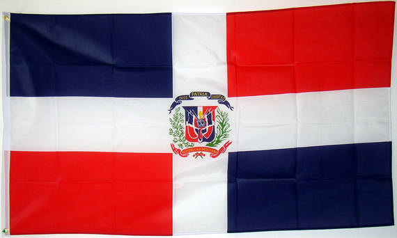 Bild von Flagge Dominikanische Republik mit Wappen-Fahne Dominikanische Republik mit Wappen-Flagge im Fahnenshop bestellen