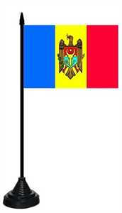 Bild von Tisch-Flagge Moldawien 15x10cm  mit Kunststoffständer-Fahne Tisch-Flagge Moldawien 15x10cm  mit Kunststoffständer-Flagge im Fahnenshop bestellen
