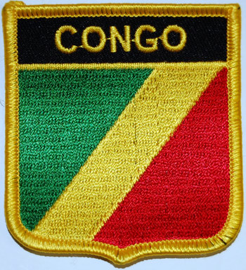 Bild von Aufnäher Flagge Repubik Kongo  in Wappenform (6,2 x 7,3 cm)-Fahne Aufnäher Flagge Repubik Kongo  in Wappenform (6,2 x 7,3 cm)-Flagge im Fahnenshop bestellen