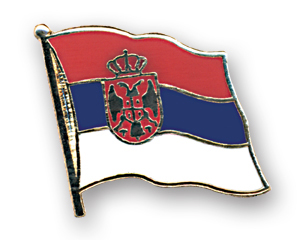 Bild von Flaggen-Pin Serbien mit Wappen-Fahne Flaggen-Pin Serbien mit Wappen-Flagge im Fahnenshop bestellen