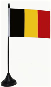 Bild von Tisch-Flagge Belgien 15x10cm  mit Kunststoffständer-Fahne Tisch-Flagge Belgien 15x10cm  mit Kunststoffständer-Flagge im Fahnenshop bestellen