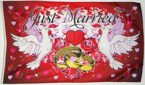 Bild von Flagge Just Married - Motiv 2-Fahne Flagge Just Married - Motiv 2-Flagge im Fahnenshop bestellen