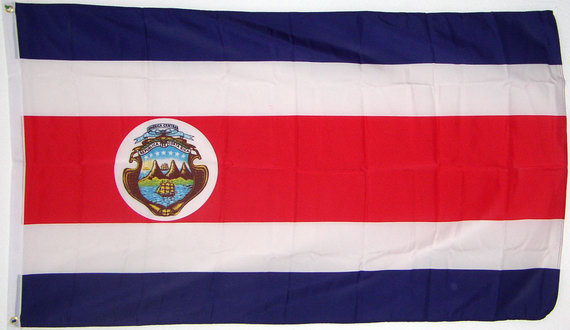 Bild von Flagge Costa Rica mit Wappen (250 x 150 cm)-Fahne Costa Rica mit Wappen (250 x 150 cm)-Flagge im Fahnenshop bestellen
