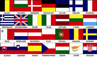 Bild von Europa - Flagge mit 28 Mitgliedsstaaten-Fahne Europa - Flagge mit 28 Mitgliedsstaaten-Flagge im Fahnenshop bestellen