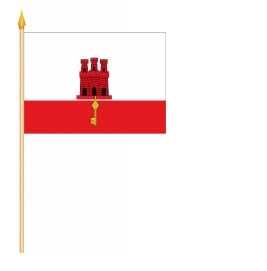 Bild von Stockflaggen Gibraltar  (45 x 30 cm)-Fahne Stockflaggen Gibraltar  (45 x 30 cm)-Flagge im Fahnenshop bestellen