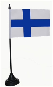 Bild von Tisch-Flagge Finnland 15x10cm  mit Kunststoffständer-Fahne Tisch-Flagge Finnland 15x10cm  mit Kunststoffständer-Flagge im Fahnenshop bestellen