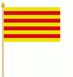 Bild von Stockflagge Katalonien  (45 x 30 cm)-Fahne Stockflagge Katalonien  (45 x 30 cm)-Flagge im Fahnenshop bestellen