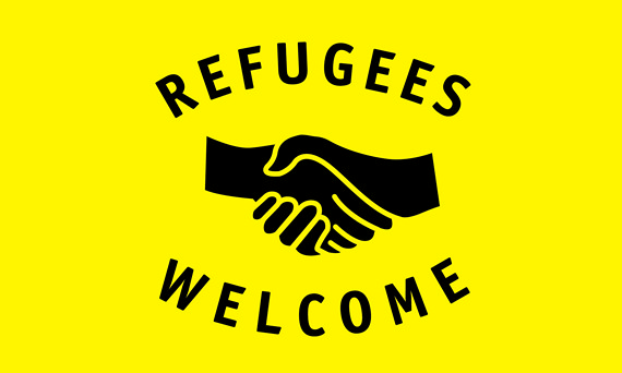 Bild von Flagge Refugees Welcome-Fahne Flagge Refugees Welcome-Flagge im Fahnenshop bestellen