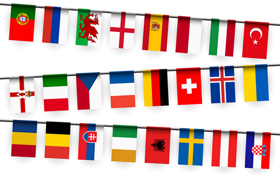 Bild von Flaggenkette klein Fußball-Europameisterschaft 2016-Fahne Flaggenkette klein Fußball-Europameisterschaft 2016-Flagge im Fahnenshop bestellen
