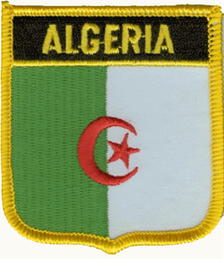 Bild von Aufnäher Flagge Algerien  in Wappenform (6,2 x 7,3 cm)-Fahne Aufnäher Flagge Algerien  in Wappenform (6,2 x 7,3 cm)-Flagge im Fahnenshop bestellen