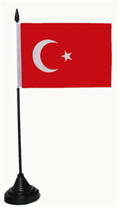 Bild von Tisch-Flagge Türkei 15x10cm  mit Kunststoffständer-Fahne Tisch-Flagge Türkei 15x10cm  mit Kunststoffständer-Flagge im Fahnenshop bestellen