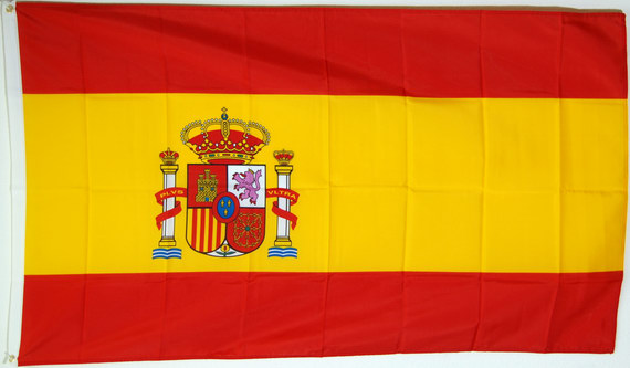 Bild von Flagge Spanien mit Wappen Basic-Qualität-Fahne Spanien mit Wappen Basic-Qualität-Flagge im Fahnenshop bestellen