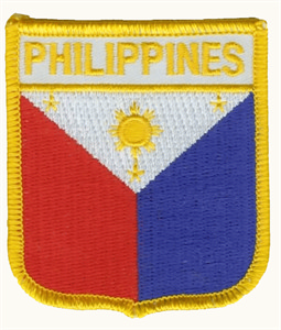 Bild von Aufnäher Flagge Philippinen  in Wappenform (6,2 x 7,3 cm)-Fahne Aufnäher Flagge Philippinen  in Wappenform (6,2 x 7,3 cm)-Flagge im Fahnenshop bestellen