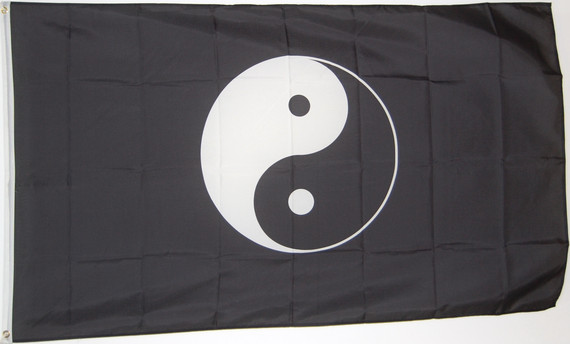 Bild von Flagge Yin und Yang schwarz-Fahne Flagge Yin und Yang schwarz-Flagge im Fahnenshop bestellen