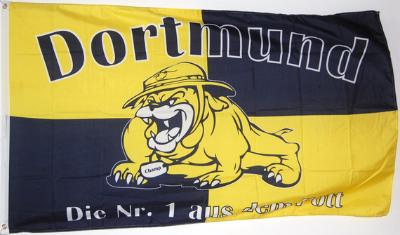 Bild von Fanflagge Dortmund Bulldogge - Die Nr. 1 aus dem Pott-Fahne Fanflagge Dortmund Bulldogge - Die Nr. 1 aus dem Pott-Flagge im Fahnenshop bestellen
