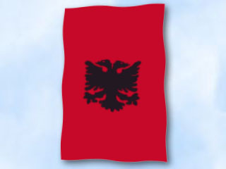 Bild von Flagge Albanien  im Hochformat (Glanzpolyester)-Fahne Flagge Albanien  im Hochformat (Glanzpolyester)-Flagge im Fahnenshop bestellen