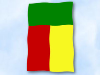 Bild von Flagge Benin  im Hochformat (Glanzpolyester)-Fahne Flagge Benin  im Hochformat (Glanzpolyester)-Flagge im Fahnenshop bestellen