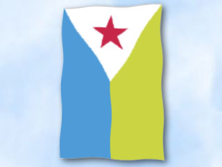 Bild von Flagge Dschibuti  im Hochformat (Glanzpolyester)-Fahne Flagge Dschibuti  im Hochformat (Glanzpolyester)-Flagge im Fahnenshop bestellen
