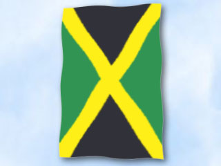 Bild von Flagge Jamaika  im Hochformat (Glanzpolyester)-Fahne Flagge Jamaika  im Hochformat (Glanzpolyester)-Flagge im Fahnenshop bestellen