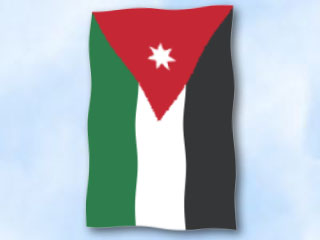Bild von Flagge Jordanien  im Hochformat (Glanzpolyester)-Fahne Flagge Jordanien  im Hochformat (Glanzpolyester)-Flagge im Fahnenshop bestellen