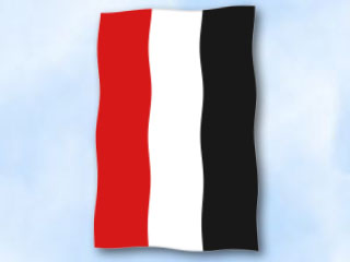 Bild von Flagge Jemen  im Hochformat (Glanzpolyester)-Fahne Flagge Jemen  im Hochformat (Glanzpolyester)-Flagge im Fahnenshop bestellen