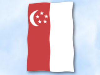 Bild von Flagge Singapur  im Hochformat (Glanzpolyester)-Fahne Flagge Singapur  im Hochformat (Glanzpolyester)-Flagge im Fahnenshop bestellen