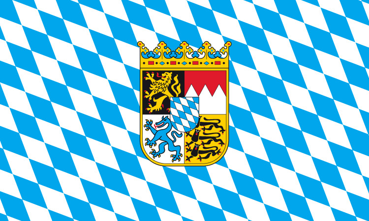 Bild von Flagge Bayern Raute mit Wappen  im Querformat (Glanzpolyester)-Fahne Flagge Bayern Raute mit Wappen  im Querformat (Glanzpolyester)-Flagge im Fahnenshop bestellen