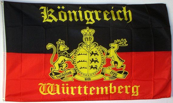 Bild von Flagge Königreich Württemberg "Furchtlos und Treu." mit Schriftzug (150 x 90 cm)-Fahne Flagge Königreich Württemberg "Furchtlos und Treu." mit Schriftzug (150 x 90 cm)-Flagge im Fahnenshop bestellen