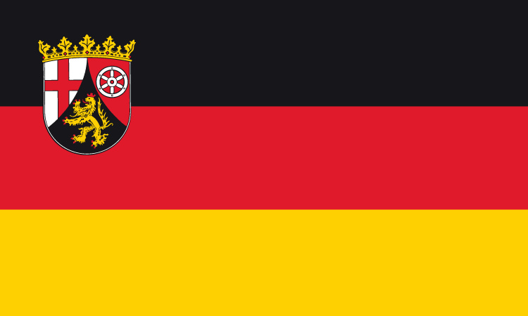 Bild von Flagge Rheinland-Pfalz  im Querformat (Glanzpolyester)-Fahne Flagge Rheinland-Pfalz  im Querformat (Glanzpolyester)-Flagge im Fahnenshop bestellen