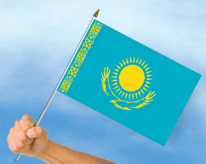 Bild von Stockflaggen Kasachstan  (45 x 30 cm)-Fahne Stockflaggen Kasachstan  (45 x 30 cm)-Flagge im Fahnenshop bestellen