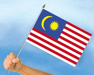 Bild von Stockflaggen Malaysia  (45 x 30 cm)-Fahne Stockflaggen Malaysia  (45 x 30 cm)-Flagge im Fahnenshop bestellen