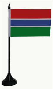 Bild von Tisch-Flagge Gambia 15x10cm  mit Kunststoffständer-Fahne Tisch-Flagge Gambia 15x10cm  mit Kunststoffständer-Flagge im Fahnenshop bestellen