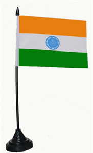 Bild von Tisch-Flagge Indien 15x10cm  mit Kunststoffständer-Fahne Tisch-Flagge Indien 15x10cm  mit Kunststoffständer-Flagge im Fahnenshop bestellen