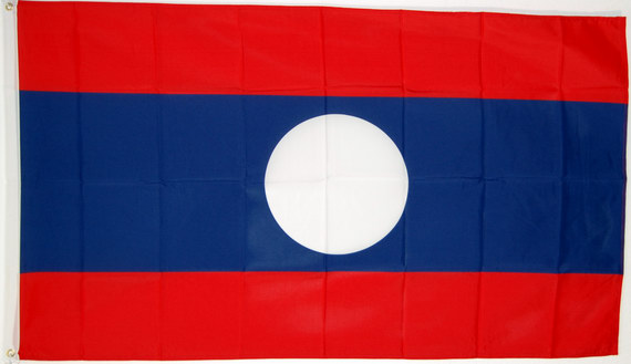 Bild von Tisch-Flagge Laos-Fahne Tisch-Flagge Laos-Flagge im Fahnenshop bestellen