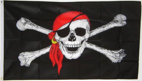 PIRATEN-STOCKFLAGGE Piratenflagge Piraten-Flagge Fahne 