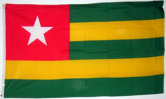 Bild von Tisch-Flagge Togo-Fahne Tisch-Flagge Togo-Flagge im Fahnenshop bestellen
