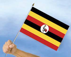 Bild von Stockflaggen Uganda  (45 x 30 cm)-Fahne Stockflaggen Uganda  (45 x 30 cm)-Flagge im Fahnenshop bestellen