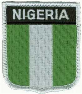 Bild von Aufnäher Flagge Nigeria  in Wappenform (6,2 x 7,3 cm)-Fahne Aufnäher Flagge Nigeria  in Wappenform (6,2 x 7,3 cm)-Flagge im Fahnenshop bestellen