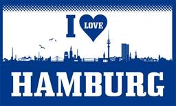 Bild von Flagge I love Hamburg-Fahne Flagge I love Hamburg-Flagge im Fahnenshop bestellen