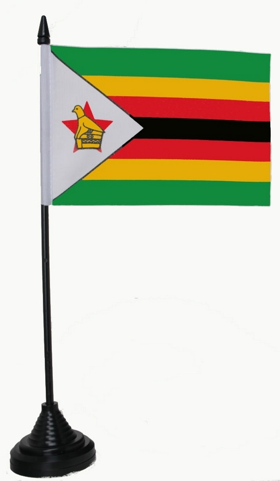 Bild von Tisch-Flagge Simbabwe 15x10cm  mit Kunststoffständer-Fahne Tisch-Flagge Simbabwe 15x10cm  mit Kunststoffständer-Flagge im Fahnenshop bestellen