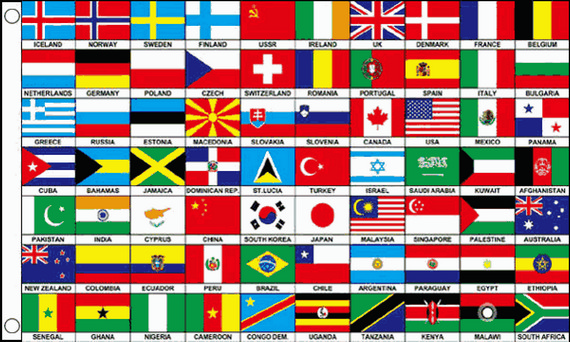 Bild von Flagge mit 70 Nationen-Fahne Flagge mit 70 Nationen-Flagge im Fahnenshop bestellen