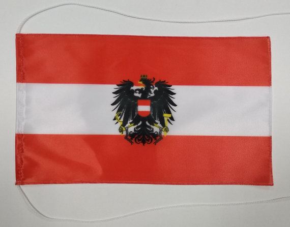 Bild von Tisch-Flagge Österreich mit Adler-Fahne Tisch-Flagge Österreich mit Adler-Flagge im Fahnenshop bestellen