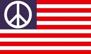 Bild von Friedensfahne USA mit PEACE-Zeichen-Fahne Friedensfahne USA mit PEACE-Zeichen-Flagge im Fahnenshop bestellen