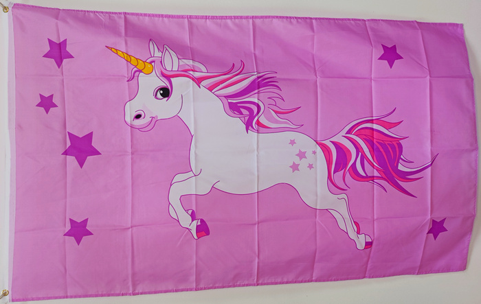 Bild von Flagge Einhorn rosa-Fahne Flagge Einhorn rosa-Flagge im Fahnenshop bestellen