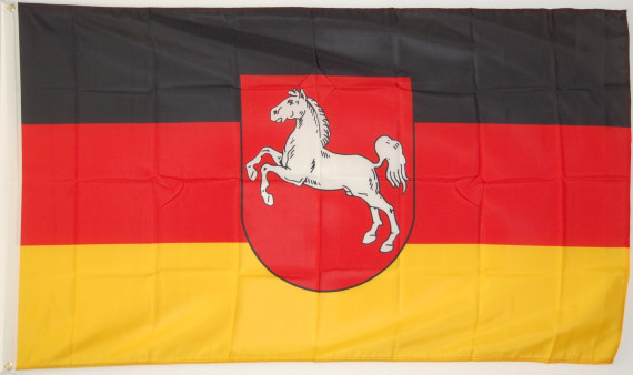 Bild von Landesfahne Niedersachsen in der Qualität Sturmflagge-Fahne Landesfahne Niedersachsen in der Qualität Sturmflagge-Flagge im Fahnenshop bestellen
