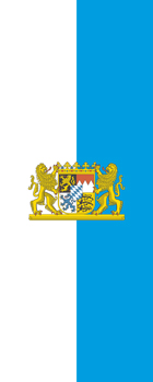 Bild von Flagge Bayern Streifen mit Löwenwappen  im Hochformat (Glanzpolyester)-Fahne Flagge Bayern Streifen mit Löwenwappen  im Hochformat (Glanzpolyester)-Flagge im Fahnenshop bestellen