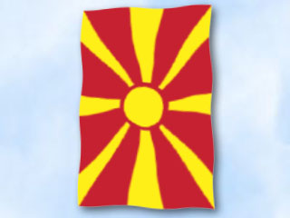 Bild von Flagge Nordmazedonien  im Hochformat (Glanzpolyester)-Fahne Flagge Nordmazedonien  im Hochformat (Glanzpolyester)-Flagge im Fahnenshop bestellen