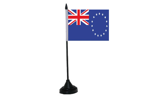 Bild von Tisch-Flagge Cookinseln 15x10cm  mit Kunststoffständer-Fahne Tisch-Flagge Cookinseln 15x10cm  mit Kunststoffständer-Flagge im Fahnenshop bestellen