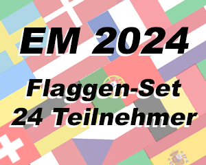 Bild von EM 2024 Flaggen-Set M-Fahne EM 2024 Flaggen-Set M-Flagge im Fahnenshop bestellen